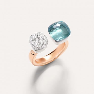 Pomellato Nudo Ring Roségold 18kt Diamant Blauer Topas